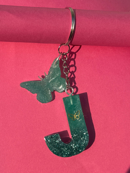 Butterfly Initial Charm Keychain
