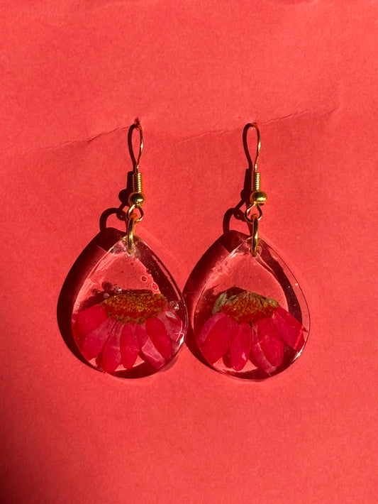 Laal Gul Resin Drop Earrings