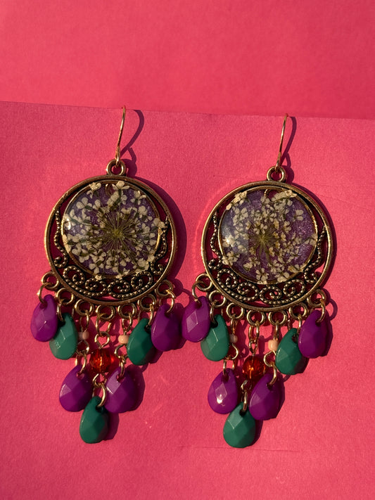 Floral Circle Resin Earrings